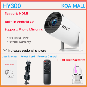 【Philippine Local Seller】HY300/HY310 Portable Projector mini Android 11 HD 1080P 4K Dual WiFi 2.4G/5G Bluetooth Business Teaching Home Theater Support connecting mobile phone and computer projection