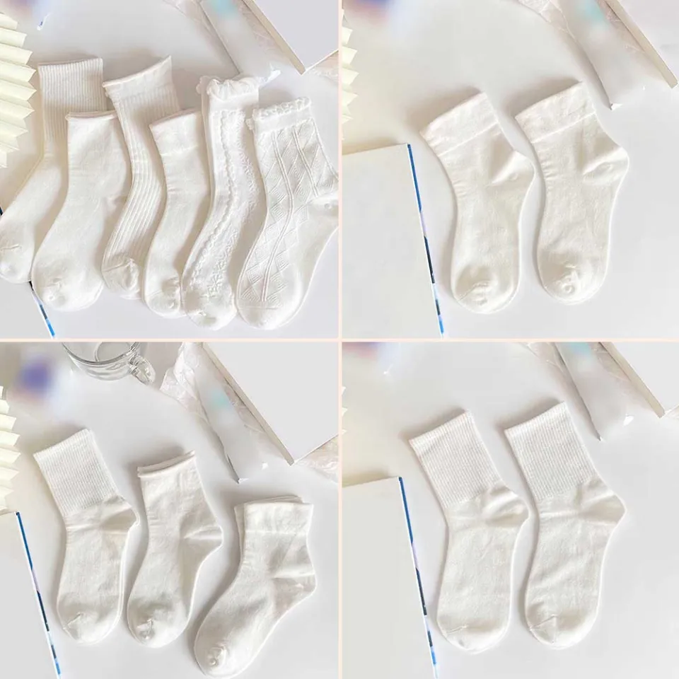 Lolita Socks Women's Ruffle Socks With Frill Black White Kawaii Cotton Lace  Socks Low Cut Cartoon Sweet Girls Hosiery