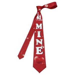 Men Fashion Necktie with Adorable Heart Figures Pattern Comfortable Adjustable Neck Tie For Office and Party Dating