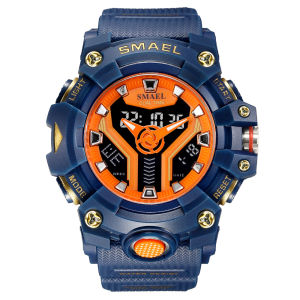 New SMAEL 8075 Led Light Watch Blue Back Light LED Mens Quartz Digital Sport Watch High Quality Shockproof Mens Sports Watches