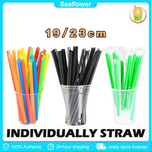 【12 hours delivery】23CM 100pcs Boba Straw / Milk Tea Sago Straw [Black/Clear] Individually Packed By 100s