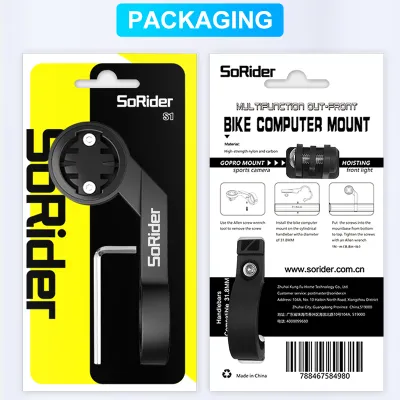 SoRider Premium Quality Out front mount for Bike Computer Front Light GoPro XOSS G/G+ G Plus Garmin Edge Mount All in One Light Computer Mount Bracket