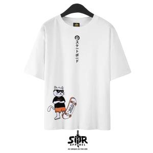 SMR APPAREL Baju kaos oversize Tshirt Oversize cotton combed 24s Pria & Wanita - CATS SKATEBOARD