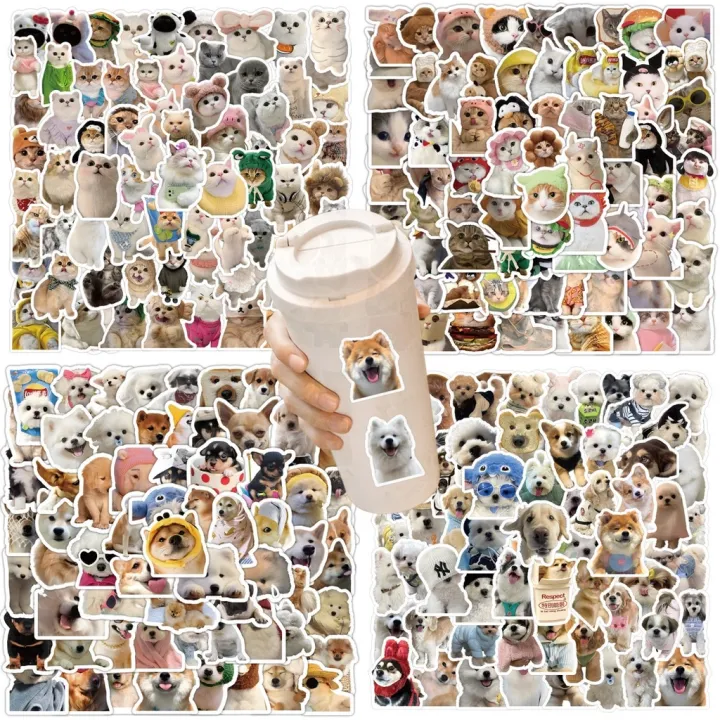 100PCS Cute and Cute Pet Realistic Puppy and Cat MEME Graffiti Stickers ...