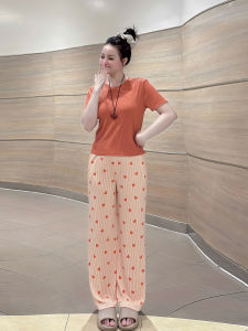 set đồ dài ống suông áo cổ tròn tay ngắn. Đa dạng màu sắc dễ thương mặc nhà thun gân TK827