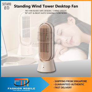 Sothing Fan Desktop Fan Standing Wind Tower Desktop Fan 3 Wind Speeds Type-C Rechargeable 4000mAh Long-lasting Wireless Table Fan Office and Home use