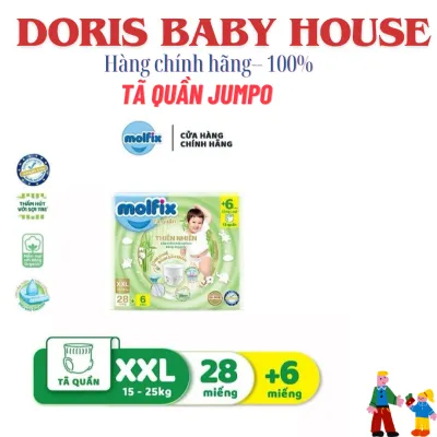 [DATE MỚI- CHÍNH HÃNG] Tã/bỉm quần Molfix Thiên nhiên Jumbo M (40+6)/L36+6)/ X(32+6)/ XXL (28+6)