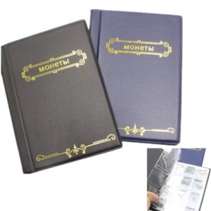 FUTUI 120 Pockets Leather Home Decoration Craft Gift Money Display Badges Coin Storage Album Coins Collection Album Money Book Coins Collection Book