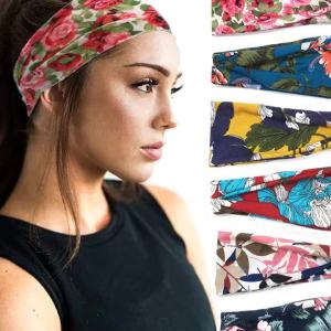 2026 Hot Sale [ Shipped from China ] New European and American style printed sports headband yoga hairband   Sweat-absorbing and anti-sweat womens wide-brimmed headscarf in stock B3