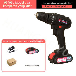 Deli Set Mesin Bor Impact Listrik Tanpa Kabel / Bor Drill Full Set / Bor Tangan Listrik / Bor Listrik Set / Perkakas Listrik Bor / Mesin Bor Tangan Listrik For besi tembok Beton kayu