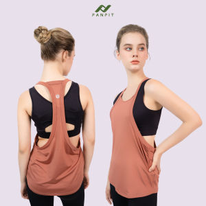 Áo tank top thể thao nữ tập Gym Yoga Pilates TYM TTWT003 - Form rộng cách điệu nhún eo