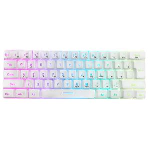 Teclado RGB Gamer 60% Keyboard ErgonomicPC White Computer Keyboard Portable Backlit USB Wired Black Clavier Ordinateur2026