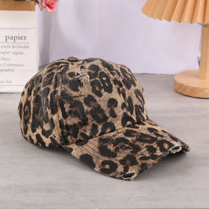 YINGRAN2 New Leopard in cổ điển rửa bông Mũ bóng chày phụ nữ hip hop đuôi ngựa thể thao ngoài trời phụ kiện