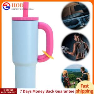 【Outdoor】40oz Insulated Water Bottle Jug with Handle and Straw Travel Coffee Mug Cup Stainless Steel Thermal Coffee Tumbler for Hot and Cold Coffee Drinks