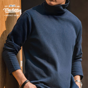 MADEN brand tooling style 2025 autumn new father male gentleman autumn new American casual gray turtleneck sweater solid color inner base shirt long-sleeved sweater