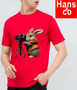 Kaos Pria 3 Dimensi Motif Animasi Rabbit Camera Tshirt Oblong Katun 24s H0132 By Hans & co