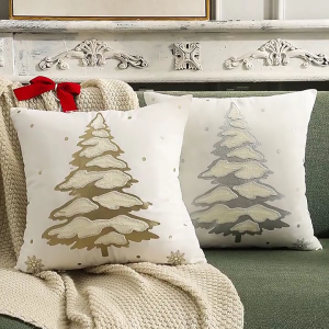 Christmas Pillow Cover Plush Winter Holiday Throw Pillowcase Sofa Couch Cushion Cover Bedroom Decoration New Year Gift