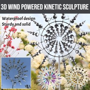 Sunflower Rotating Outdoor Wind Sculpture 3D Wind Powered Kinetic Sculpture Kinetic Metal Wind Rotator For Yard And Garden