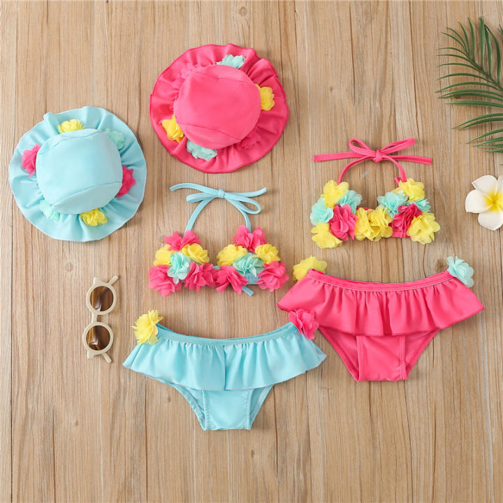 Pomely[COD&Local] 3Pcs Newborn Infant Toddler Baby Girls Bikinis