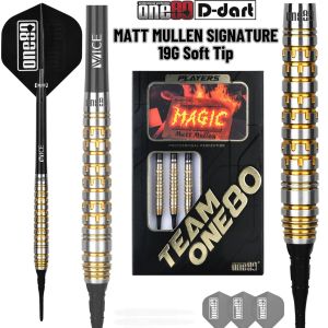ONE80 SOFT TIP DART - 19G MATT MULLEN SIGNATURE DARTS SOFT TIP DARTS (ARROW DART LEMBUT)