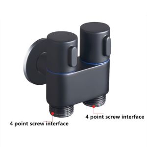 QUITE Black G1/2 Mini Multifunctional Tap Alloy One In Two Out Dual Control Washing Machine Tap Toilet Triangular Valve