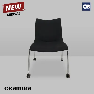 OB Okamura Wheeled Meeting Chair – Fabric Material Compact & Ergonomic Design - Office Chair - Japan Refurbished Quality