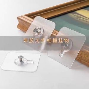 10PCS Adhesive Wall HooksScrew StickerPunch-Free Drill-freeTraceless Transparent Hang Plug Photo