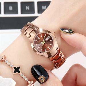 Fashiona  Simple Luxury Stainless Steel Waterproof Ladies Original Watch for Women Rose Gold Band Korean Version Trendy Casual Personality Quartz Womens  Student Simple Waterproof