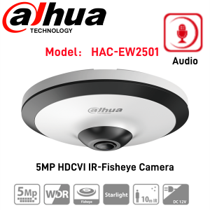 Dahua Fisheye Camera DH-HAC-EW2501N 5MP Full HD Built in Mic 360° IR-Panoramic Fisheye 120db True WDR CCTV Camera