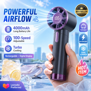 Turbo Handheld Portable Fan 100-Speed High-Speed Cooling Fan Rechargeable with Digital Display