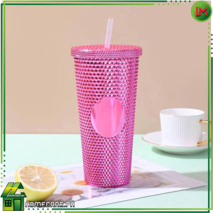 HOMECARE PH. Glossy Cup with Lid and Straw Double Wall Glossy Acrylic Plastic Durian Cup