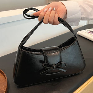 Chic Women Shoulder Bag with Bow Small PU Leather Crossbody Bag for Casual Outings and Daily Style in Elegant Colors