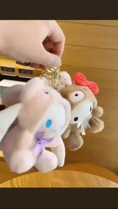 Sanrio 12CM Cute Plush Keychain for Children Pendant Cartoon Key Chain Backpack Decoration Gifts for Girl Toy