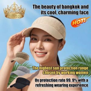 Sun Visor Hat For Women Summer Outdoor Sports Knitted Open Top Cap Lightweight Breathable Adjustable Sun Protection Hat Casual Beach Golf
