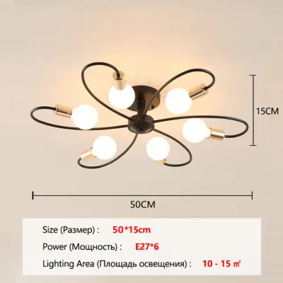 【Free Bulb】Nordic Modern 3/6 Head Ceiling Light LED Iron Living Room Light Chandelier Ceiling Lights