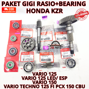 PAKET GIGI RASIO SET + BEARING HONDA KZR VARIO 125 VARIO 125 LED/ESP VARIO 150 VARIO TECHNO 125 FI PCX 150 CBU Kualitas original Presisi tidak bengkok dan awet anti karat ori asli AHM cakram disk