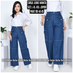 KULOT JEANS CARGO WANITA MODEL TERBARU SIZE L XL XXL BB 40-75