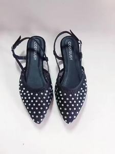 [Free Shipping] Fashionable Rhinestone Flat-Toe Sandals For Spring And Summer Elegant Mesh Single Shoes For Outdoor Wear