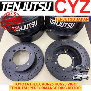 (1 PAIR) Tenjutsu Japan TOYOTA HILUX VIGO KUN25 KUN26 GUN125 GUN126 Front Sport Disc Rotor Slotted Drilled From Japan