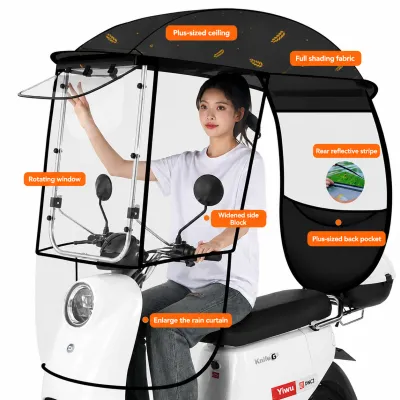 Durable for 50 years motorcycle canopy heavy duty bcanopy for motorcycle ebike canopy waterproof full cover Rainproof and sunscreen removable foldable thickened windproof canopy for ebike sale motor umbrella ebike waterproof cover ebike canopy 3 wheels