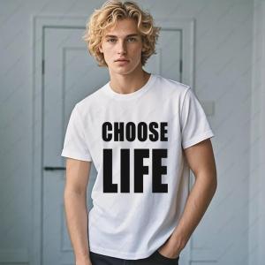 [Local Stock] HBESTY  Choose Life TShirt Mens Funny Wham George Michael Fancy Summer Short Sleeve Hipster Alphabet Fashion Cotton Streetwear Tops