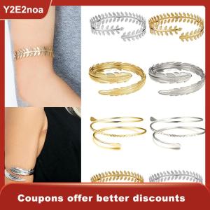 【Y2E2noa】 Fashion Arm Bracelet for Women Girls Mental Open Upper Arm Bangle Bracelet Simple Adjustable Armlet Armband
