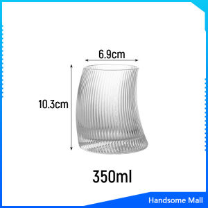 H.S. แก้วค็อกเทล ปลายโค้งกระจกคุณภาพดีดีไซค์เก๋ แก้วน้ำผลไม้ แก้วแก้วลายทาง 350ml 500ml Glass cup