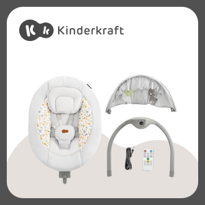 Kinderkraft Lumi 2 Baby Rocker Electric Baby Swing From Birth to 9 Months Height Adjustable 5 Swing Modes 12 Melodies Arch with Toy (Light Gray)