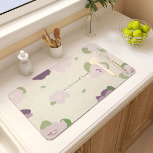 Fresh and Vibrant Tableware Insulation Pad - Silica Diatomite Absorbent and Drainage Mat with Happy Design and Black Dots for Kitchen Use