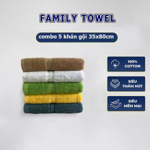 Combo 5 khăn hàng A. 35x80cm - Khăn gội siêu thấm nước - dày dặn - thoáng khí thấm hút x 5 khăn thông thường - khăn lau mặt - khăn lau nhà