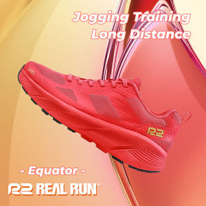 R2realrun Equator Professional Marathon Running Shoes Ultra-Light Thick-Soled Cushioning Anti-Slip Men Women Breathable Red