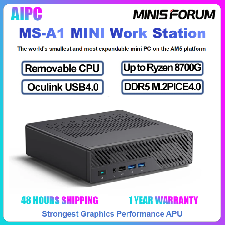 Mini Apu Home MINISFORUM MS-A1 Removable Strongest Graphics APU up to AMD 8700G ...