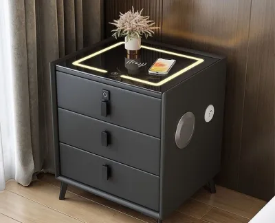 JUANS HOME Smart bedside table supports wireless charging with Bluetooth speaker and fingerprint lock
