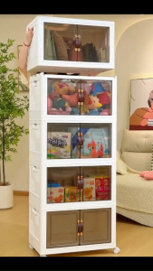 ตู้เก็บของ กล่องเก็บของพับได้ กล่องอเนกประสงค์ 50cm 5 ชั้น วางซ้อนได้สูง กล่องเก็บของมีล้อ พลาสติกหนา กล่องใส่เสื้อผ้า